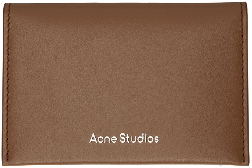 Acne Studios Brown Folded Leather Card Holder Cover