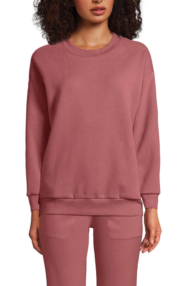 Lands' End Serious Sweats Relaxed Long Sleeve Crew Neck Sweatshirt in Dark Rose Clay Cover