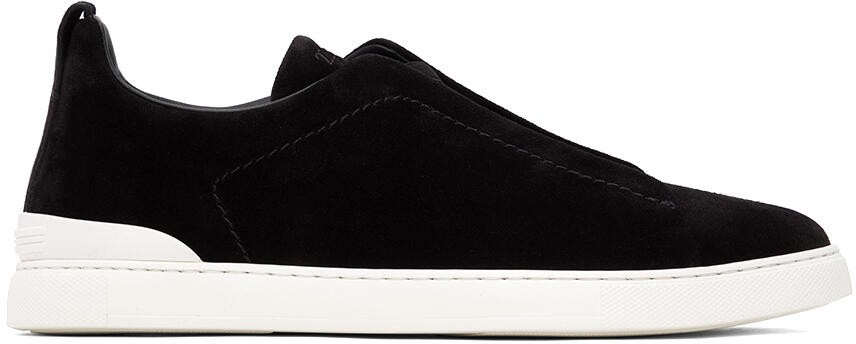 ZEGNA Black Suede Triple Stitch Sneakers Cover