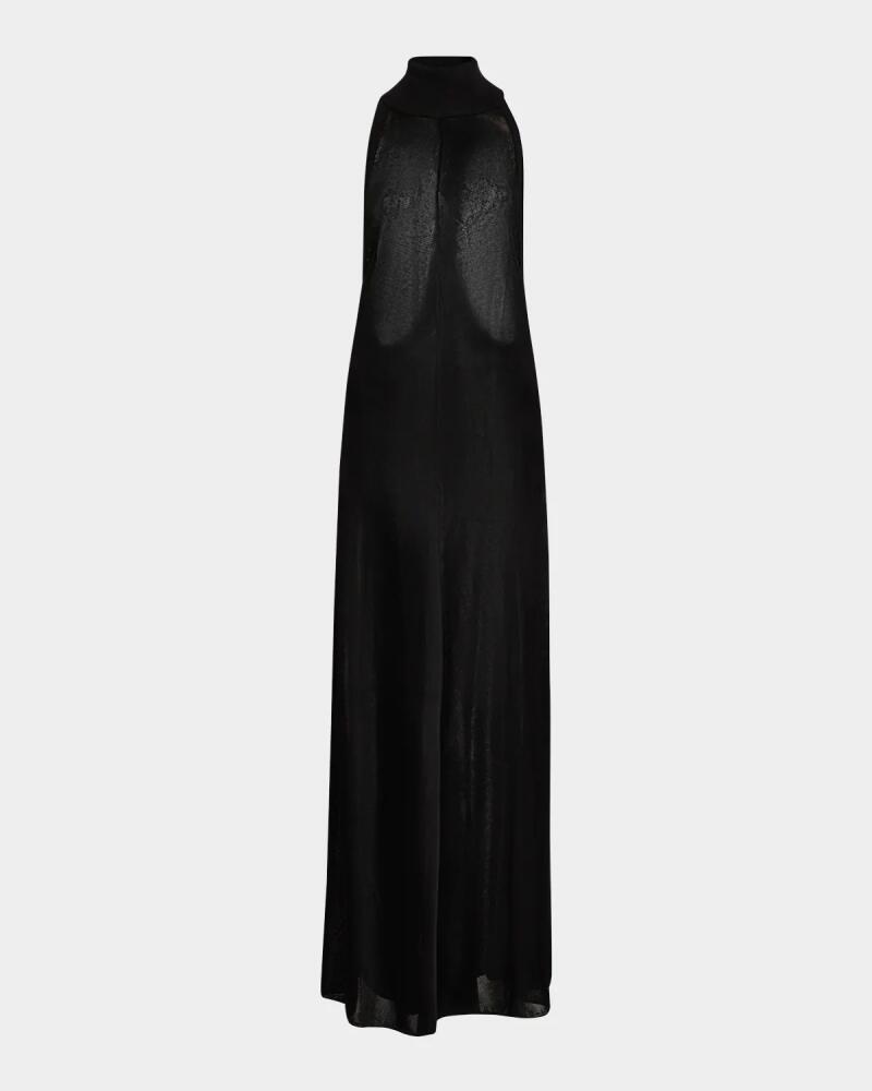 TOM FORD Mock-Neck Button Backless Knit Gown Cover