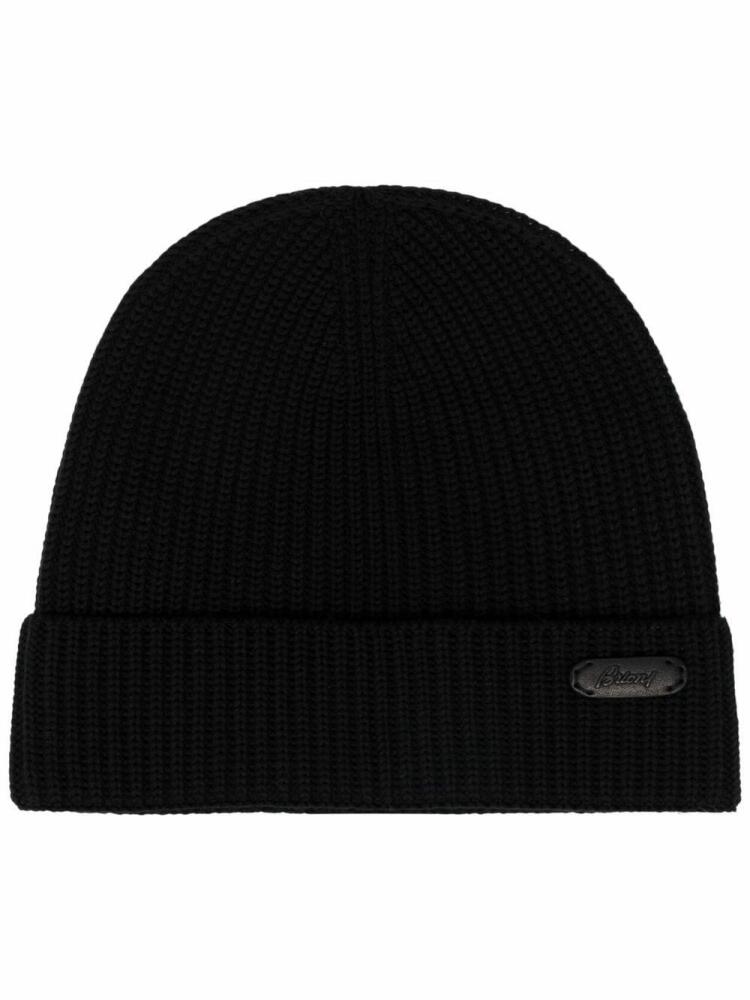 Brioni purl-knit logo-tag beanie - Black Cover