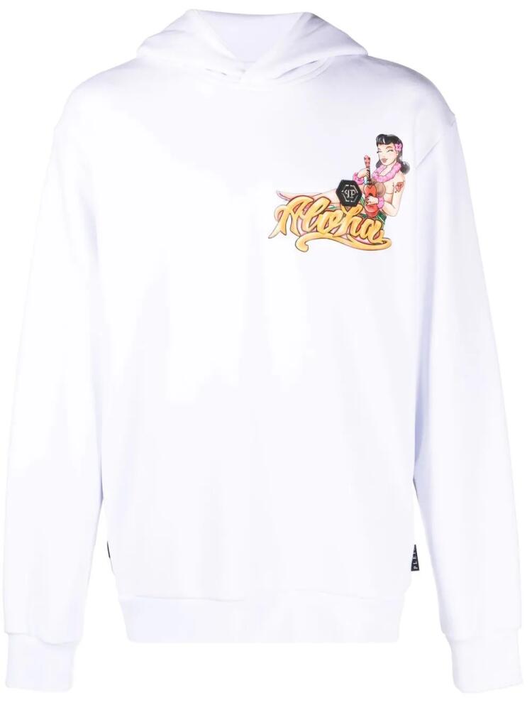 Philipp Plein Hawaii-print hoodie - White Cover