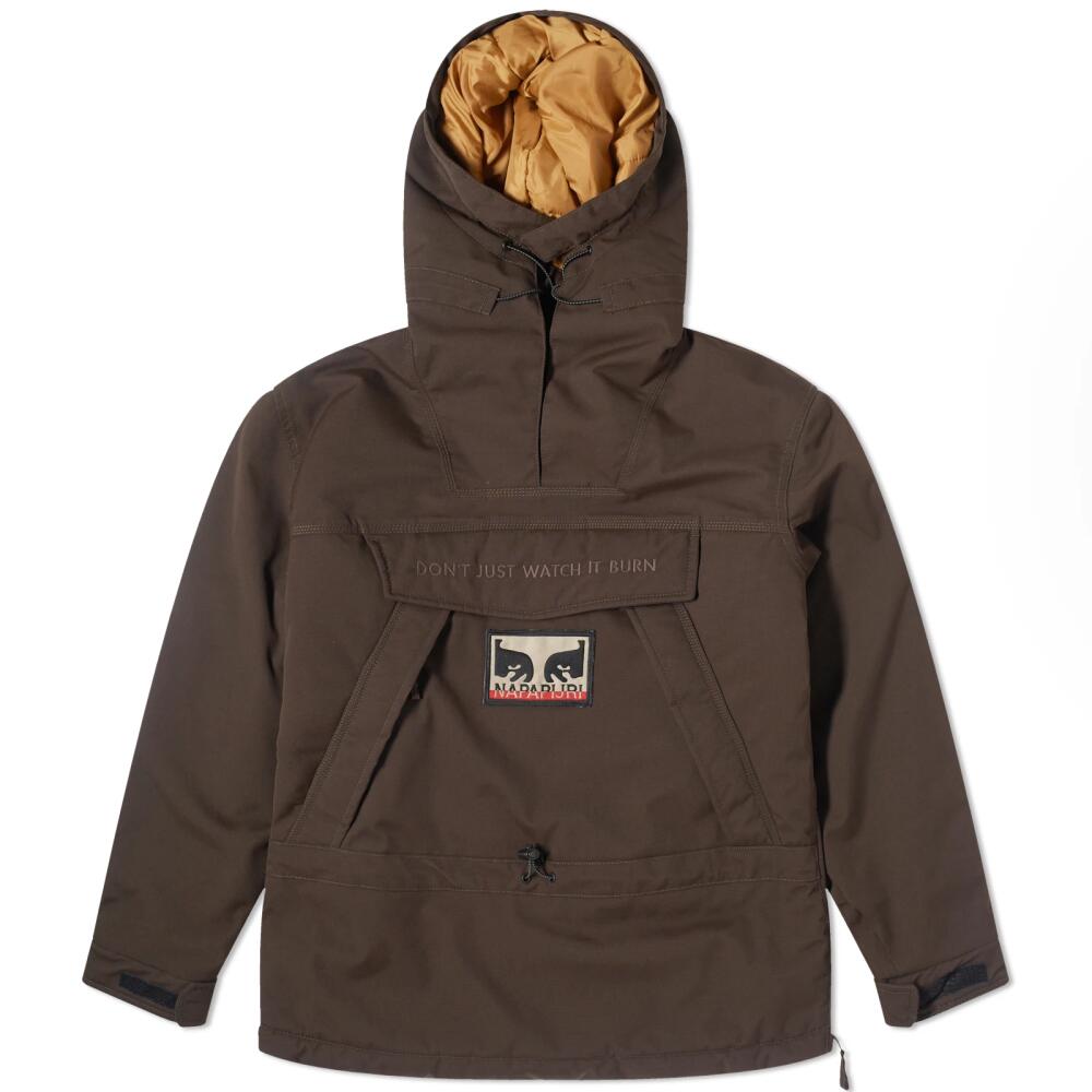 Napapijri Men's x Obey Skidoo Pop Over Jacket in Brown Ebony Cover