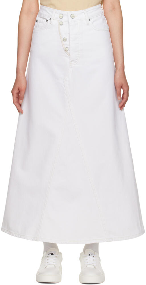 GANNI White Double Fly Denim Maxi Skirt Cover