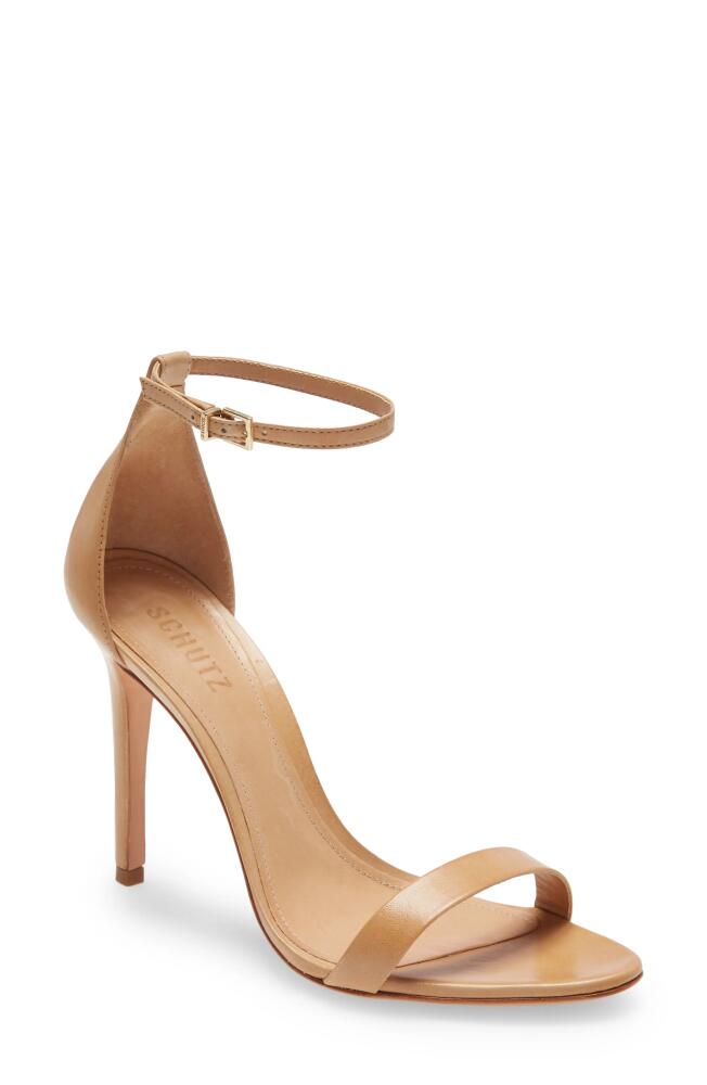 Schutz Cadey Lee Strappy Sandal in Lightwood Leather Cover