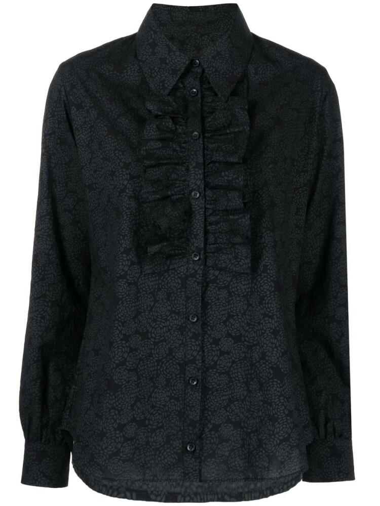 Uma Wang ruffle-detail cotton shirt - Black Cover