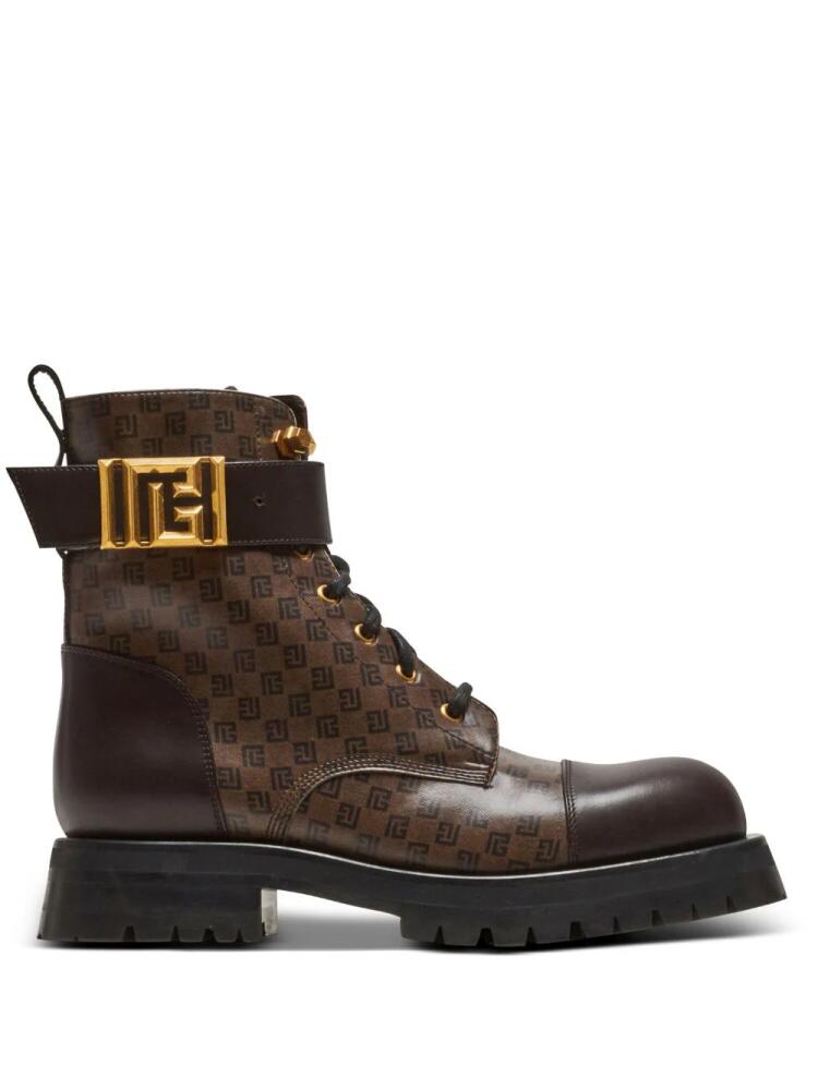 Balmain Romy Ranger monogram ankle boots - Brown Cover