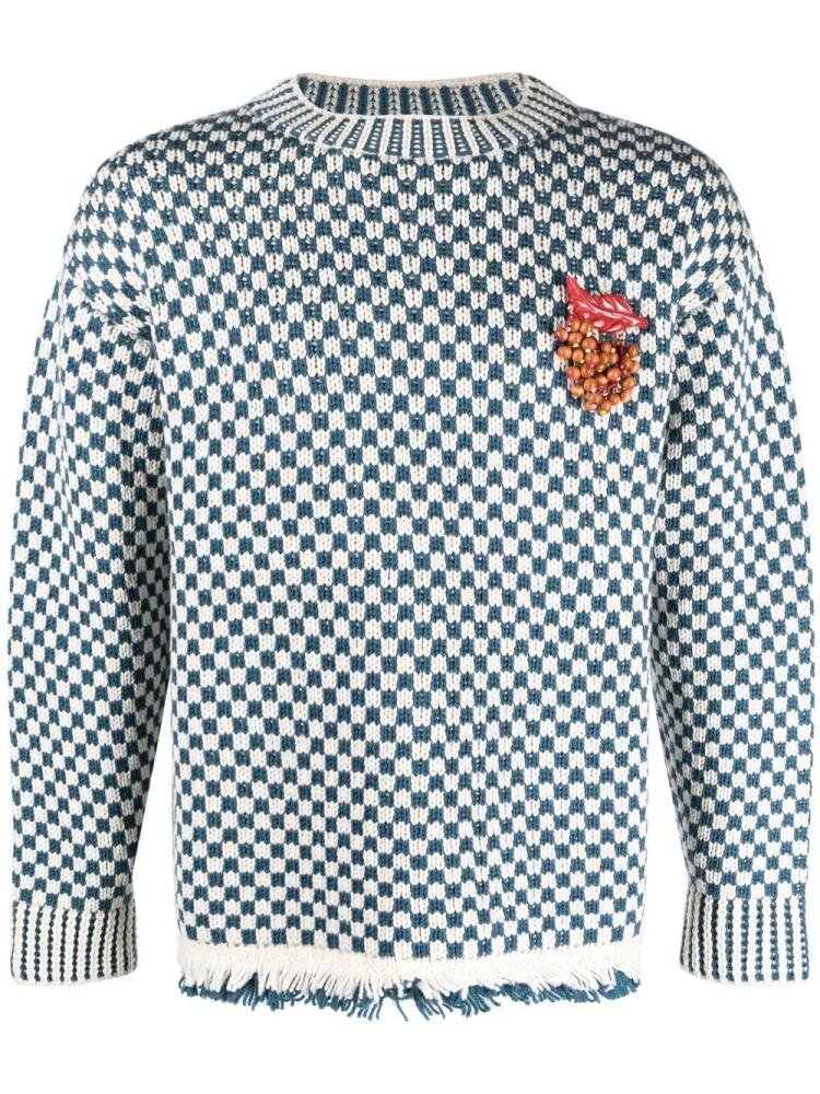 BODE Talsi checkerboard-pattern sweater - Blue Cover