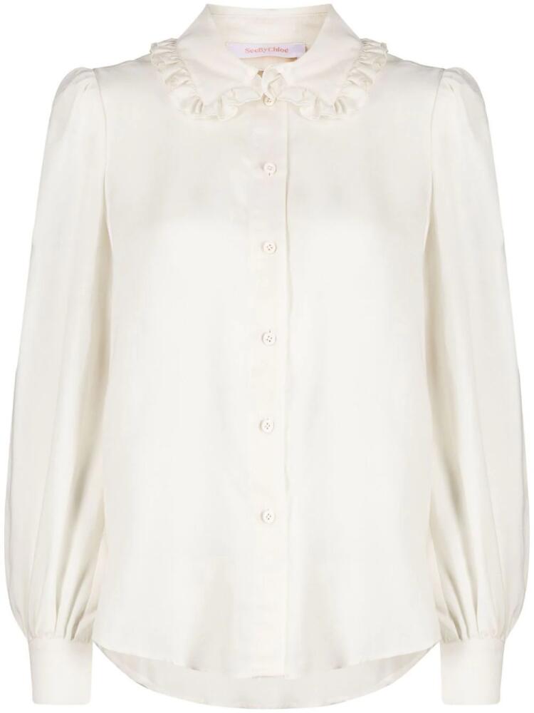 See by Chloé ruffle-collar long-sleeved blouse - Neutrals Cover