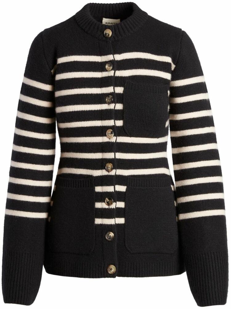 KHAITE The Suzette striped cardigan - Black Cover