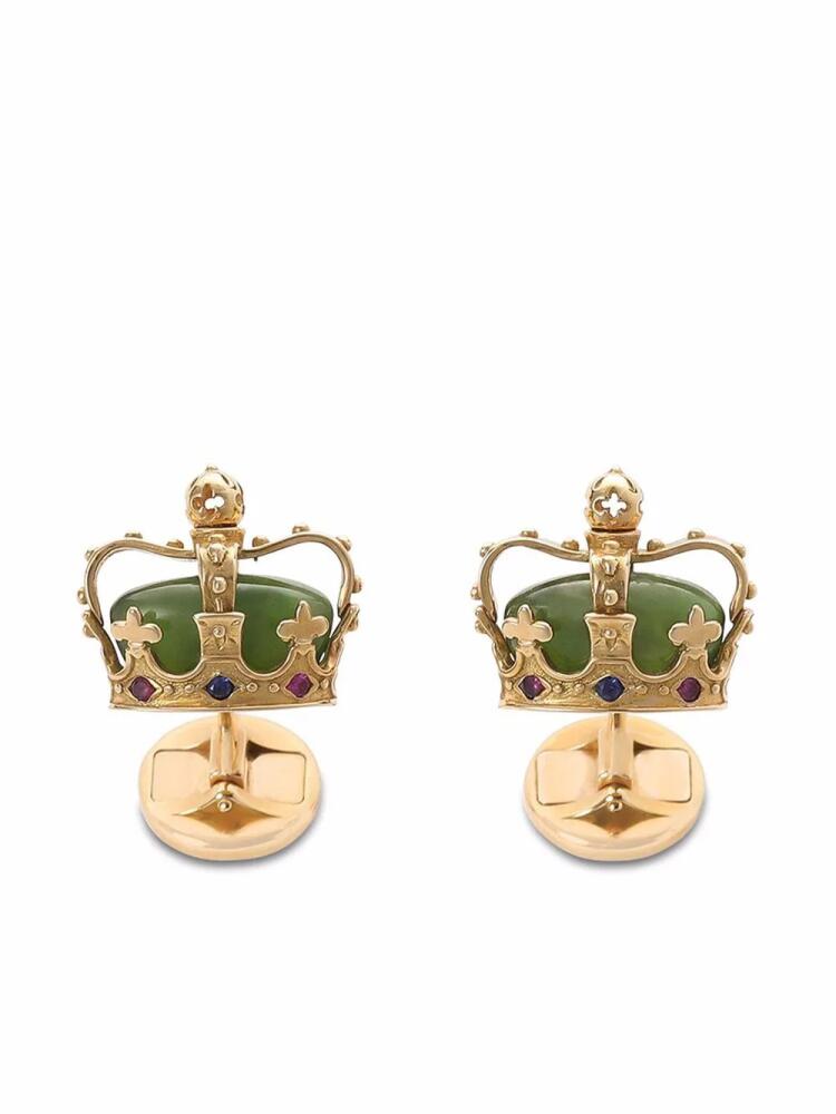 Dolce & Gabbana diamante-detail crown cufflinks - Gold Cover