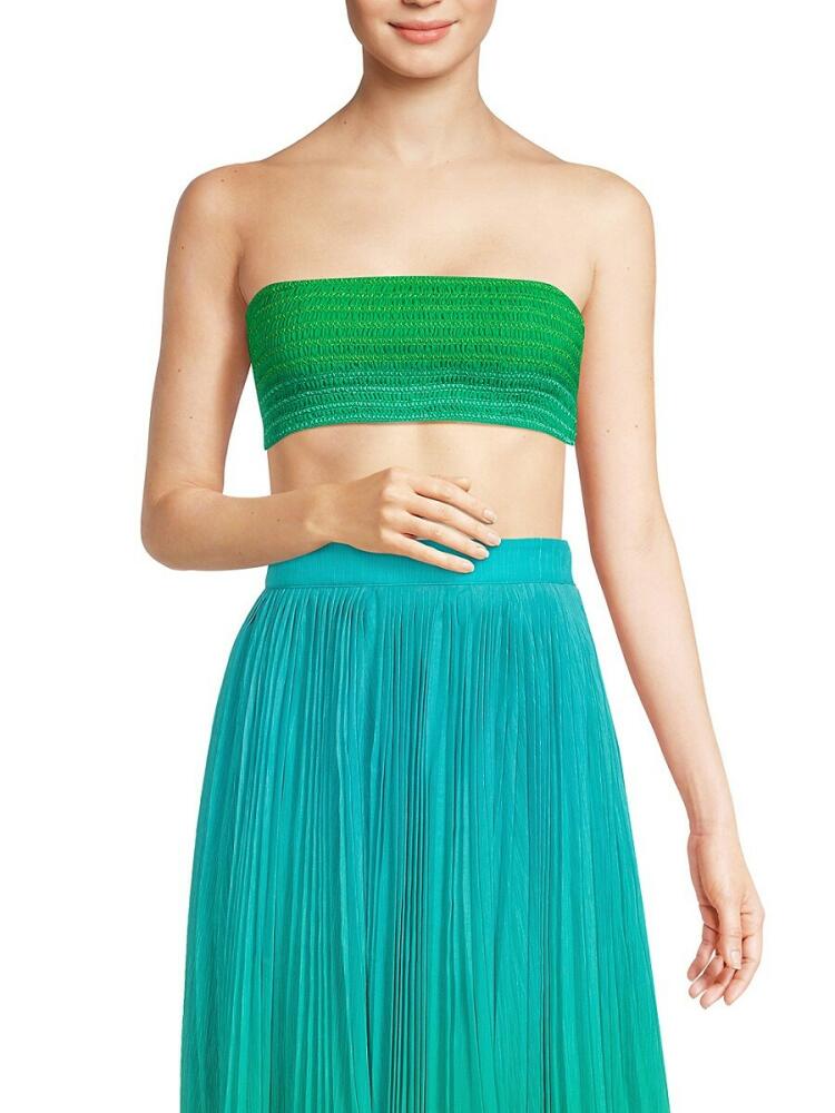 Rococo Sand Women's Back Tie Bandeau Top - Green Blue Cover