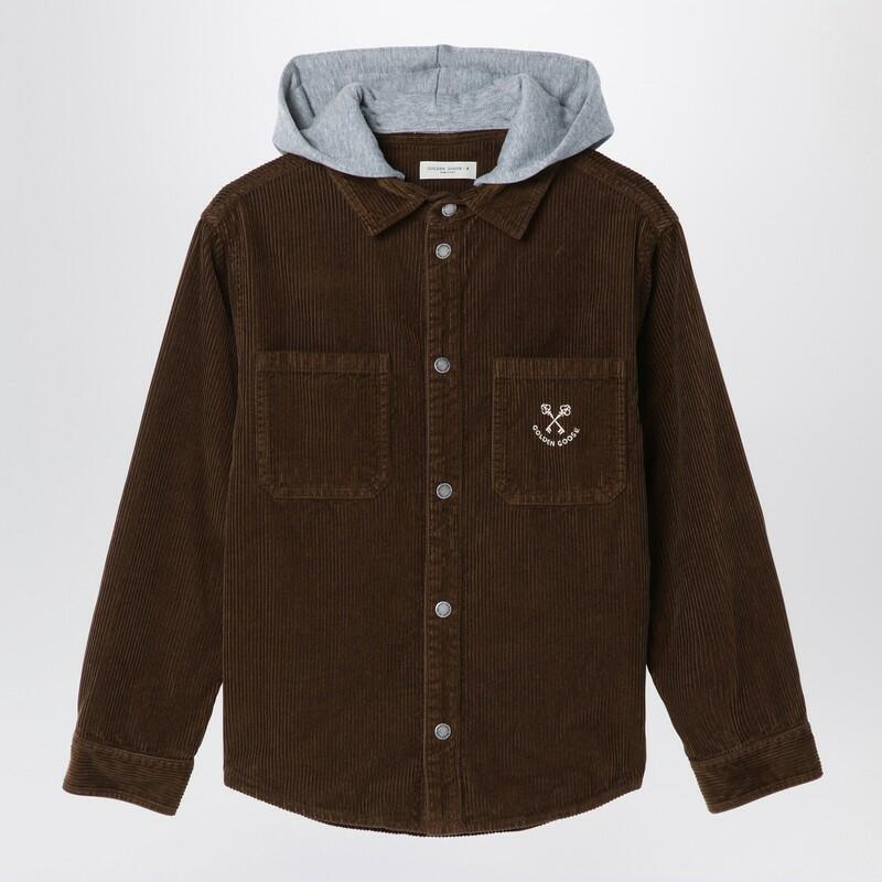 Golden Goose Brown corduroy hooded shirt Cover