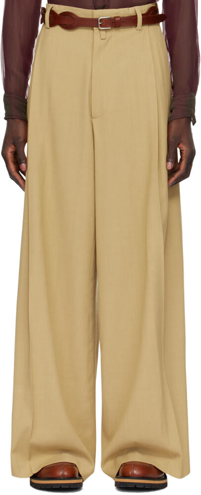 Dries Van Noten Beige Pleated Trousers Cover