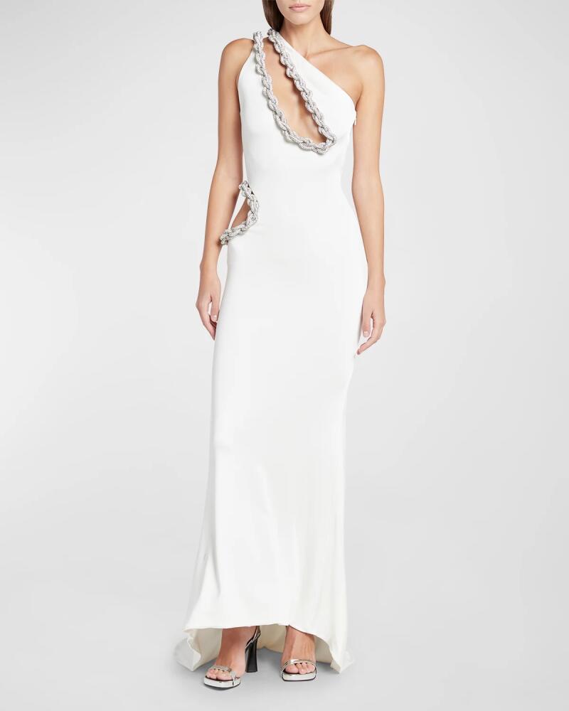 Stella McCartney Crystal Rope Cutout One-Shoulder Gown Cover