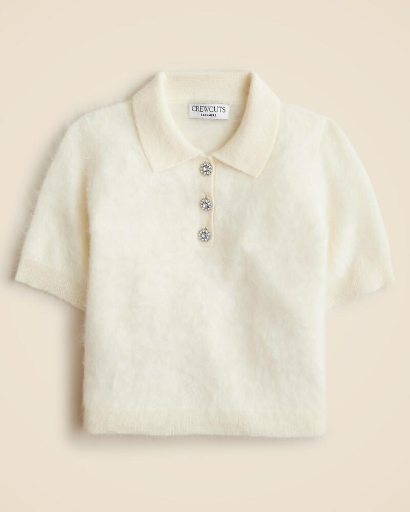 J.Crew Girls' brushed cashmere polo with jewel buttons Cover