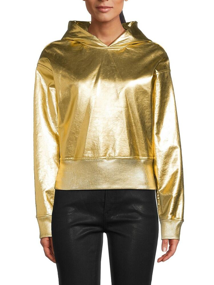 Valentino Women's Metallic Pullover Hoodie - Gold Cover