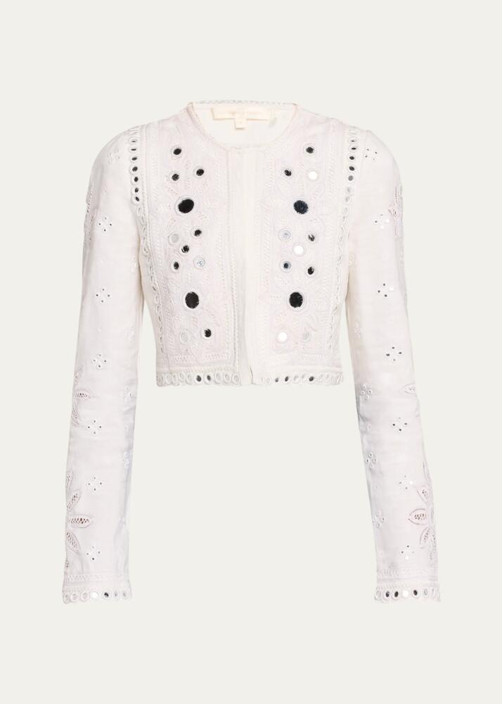 LoveShackFancy Veranda Eyelet Embroidered Crop Jacket Cover