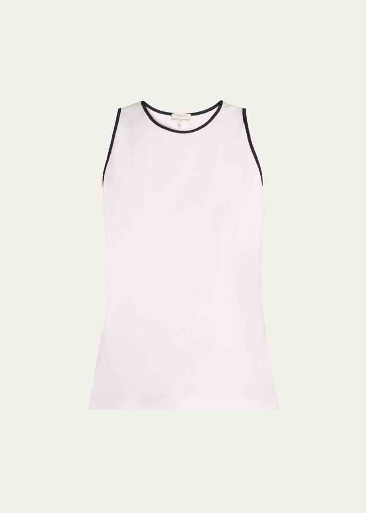 Lafayette 148 New York Crewneck Contrast-Trim Cotton Tank Cover