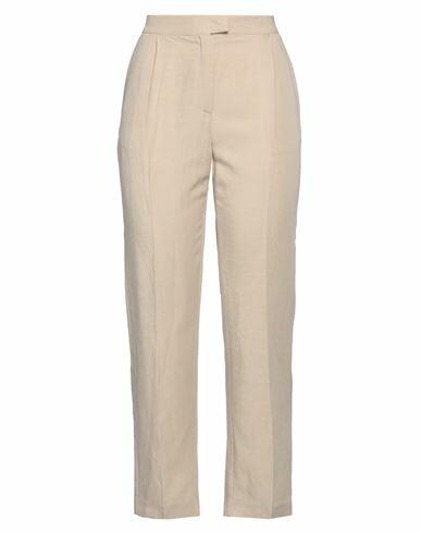 Rebel Queen Woman Pants Beige Viscose, Linen Cover