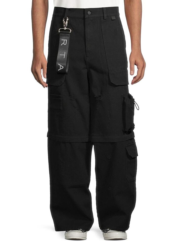 RTA Men's Wide Leg Denim Cargo Pants - Vintage Black Cover