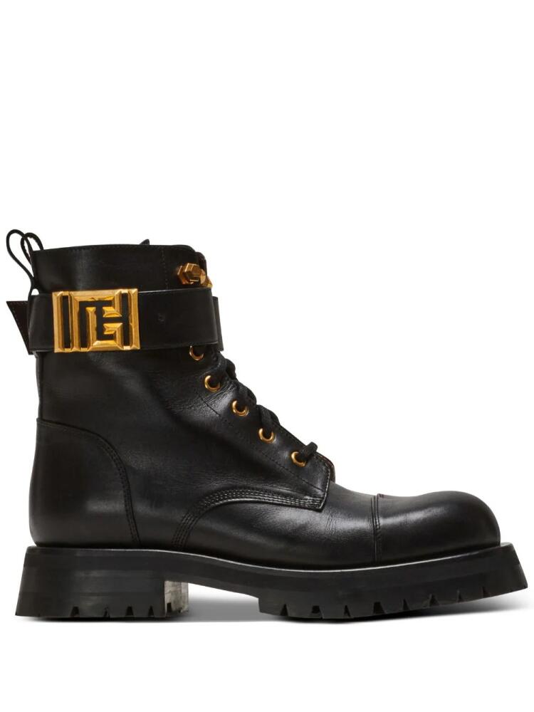 Balmain Romy lace-up leather boots - Black Cover