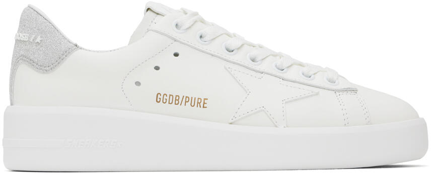 Golden Goose White & Silver Purestar Sneakers Cover