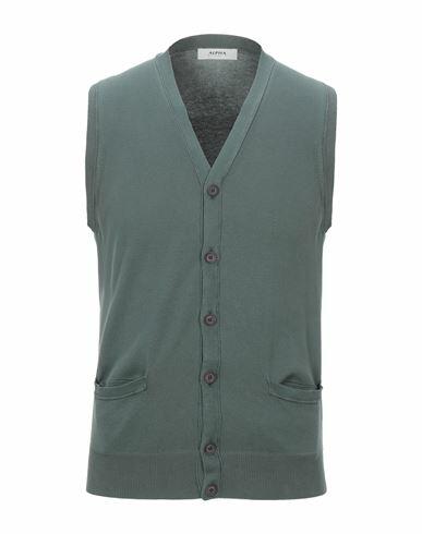 Alpha Studio Man Cardigan Dark green Cotton Cover