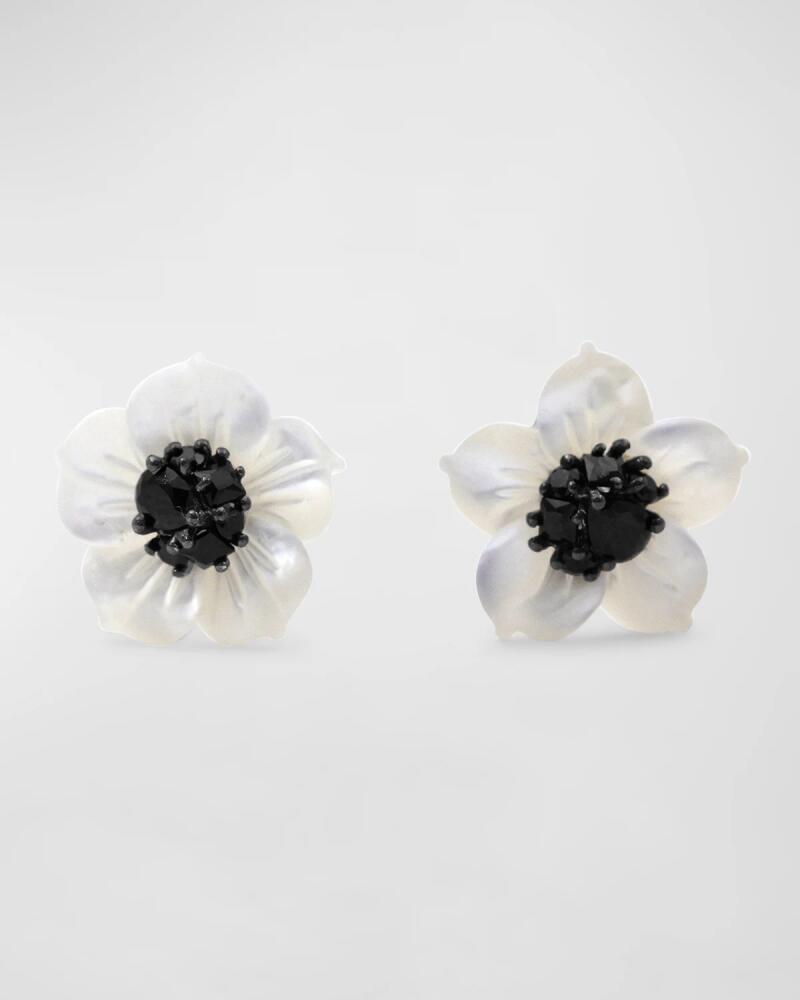 Stephen Dweck Mother-of-Pearl Flower Earrings with Black Spinel Cover