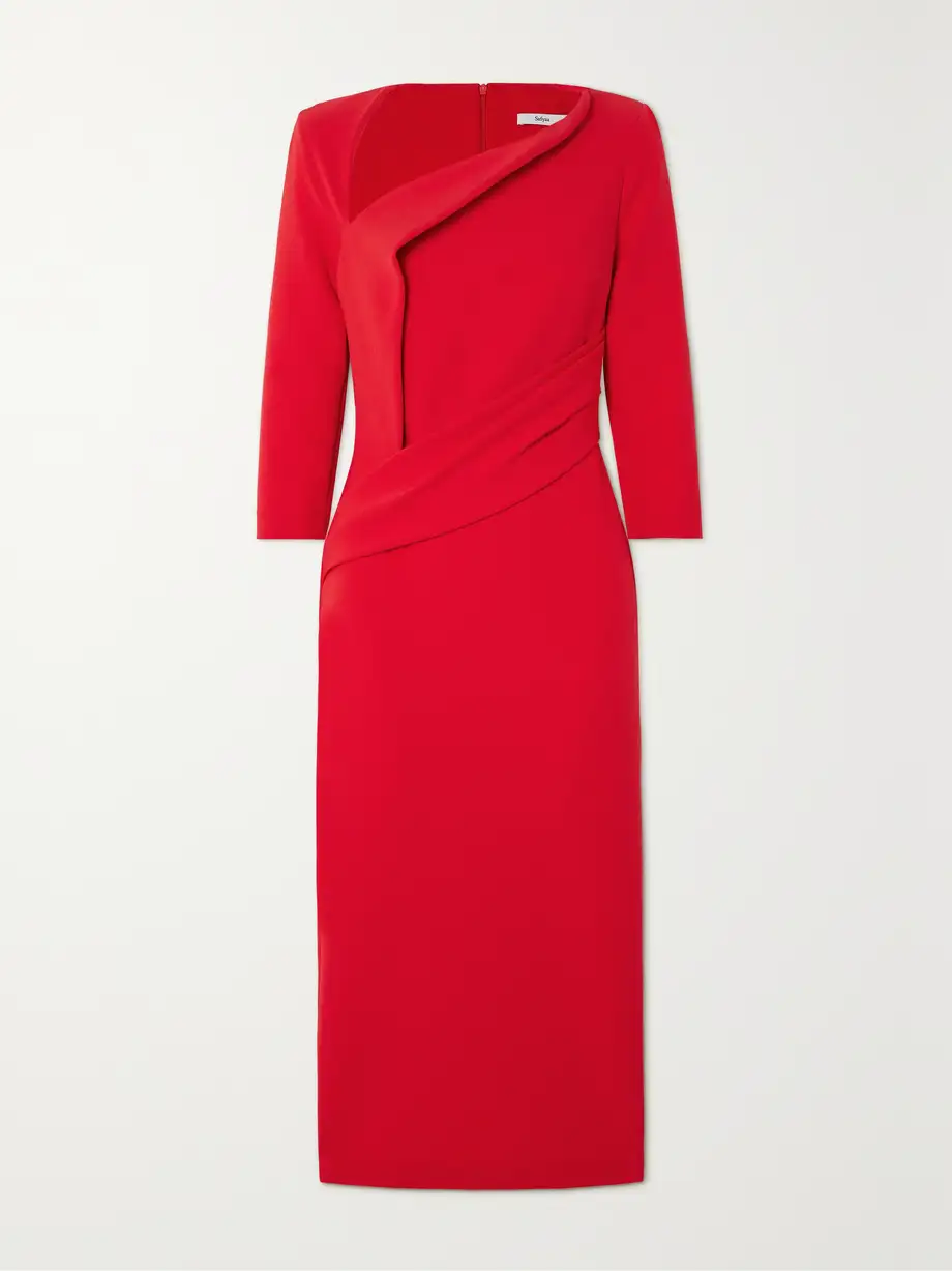 Safiyaa - Duan Draped Stretch-crepe Midi Dress - Red Cover