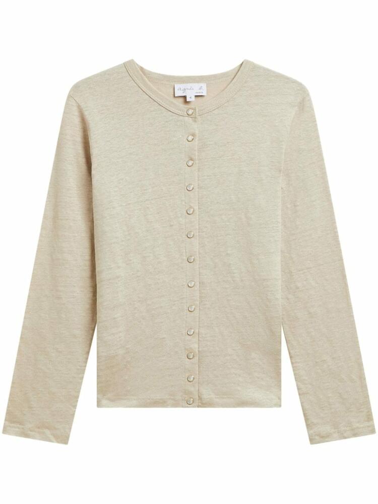 agnès b. Le Petit Snap linen cardigan - Neutrals Cover