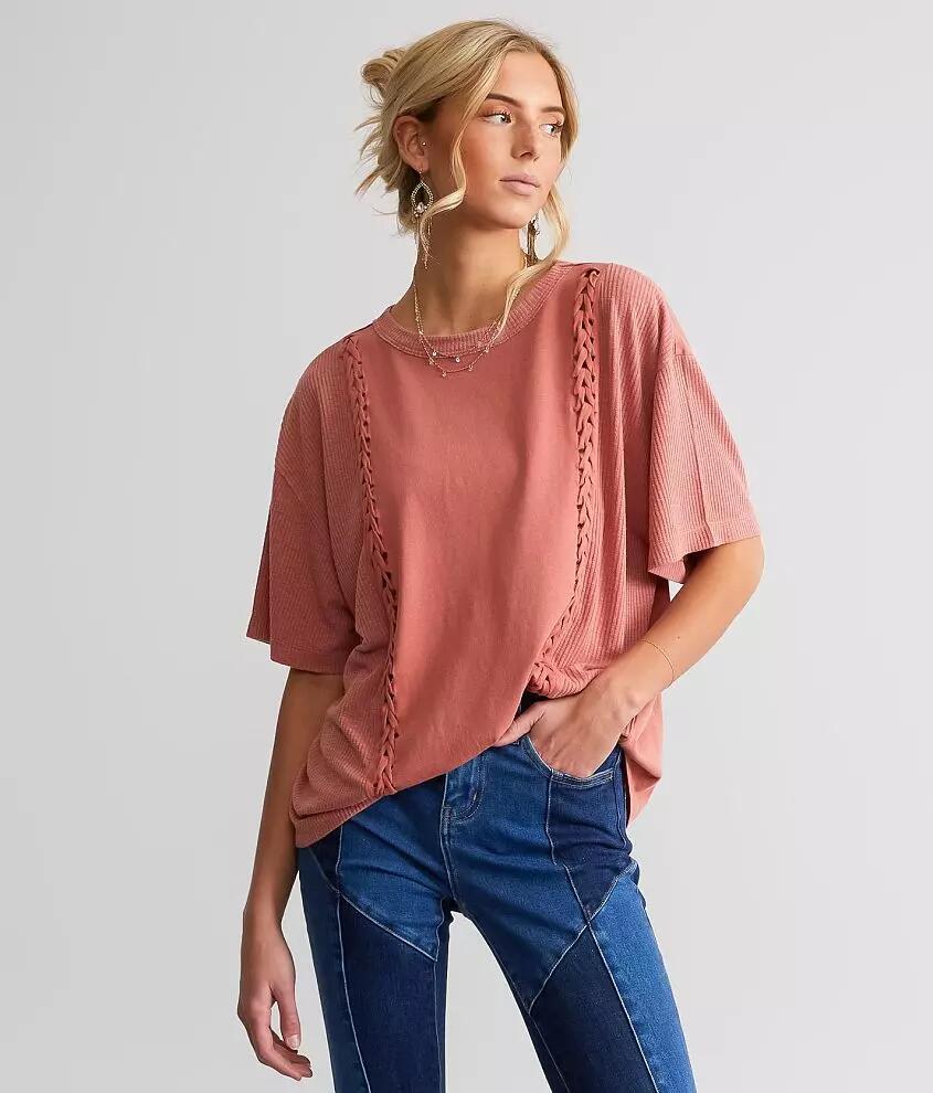 Gilded Intent Braided Knit Oversized T-Shirt Cover