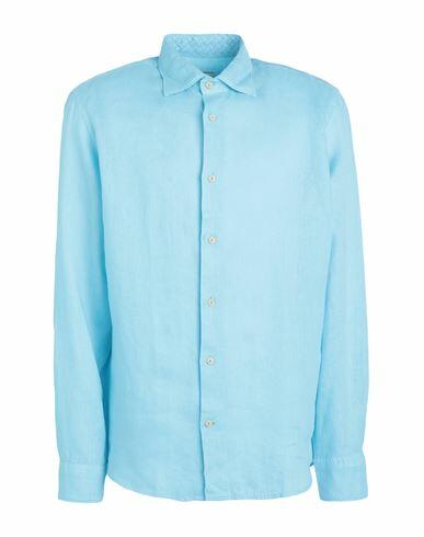 Drumohr Man Shirt Turquoise Linen Cover