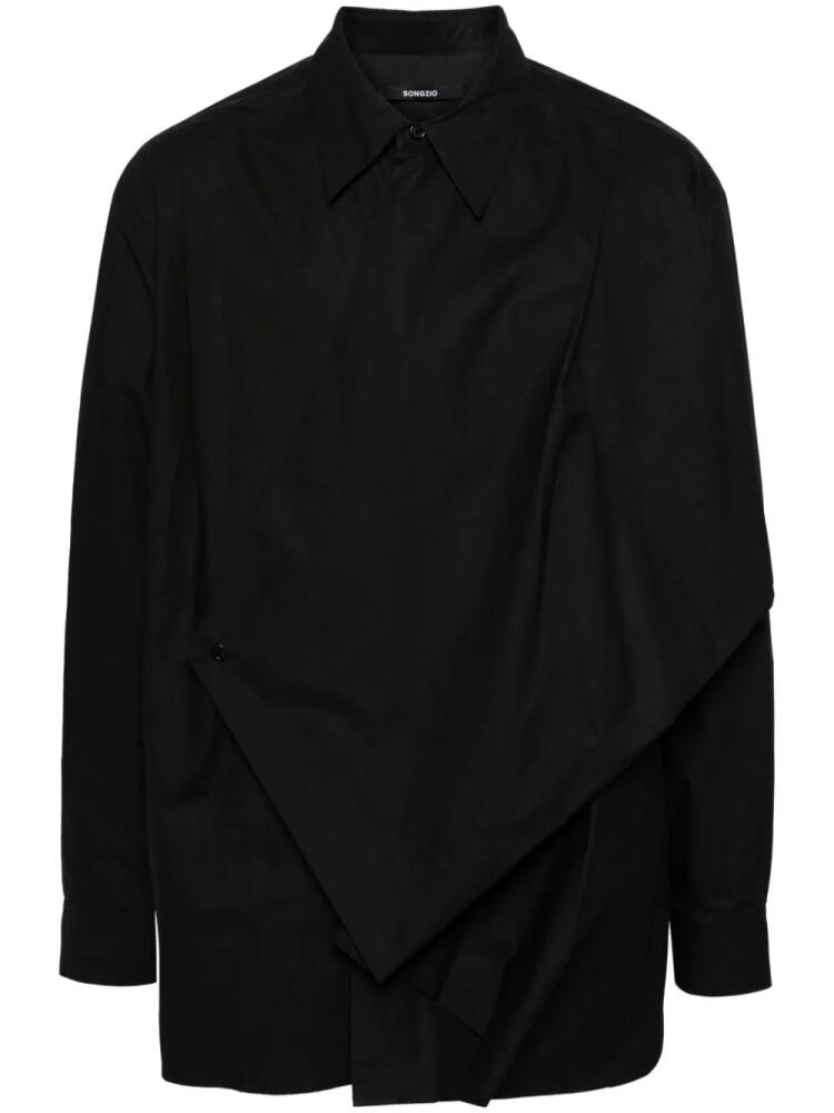 SONGZIO draped-detail cotton shirt - Black Cover