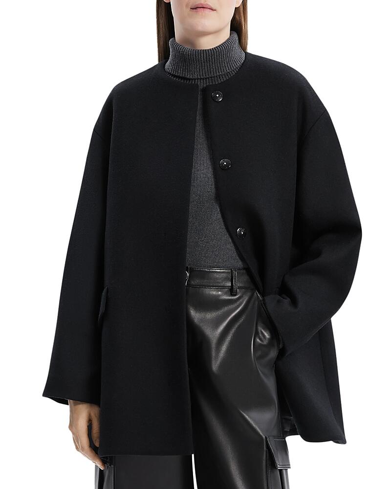 Theory Collarless Cape Wool Coat Cover