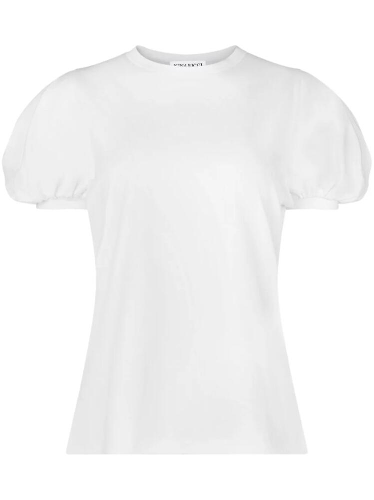 Nina Ricci puff-sleeve cotton T-shirt - White Cover