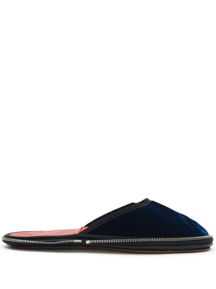 Maison Margiela zip-detail velvet slippers - Blue Cover