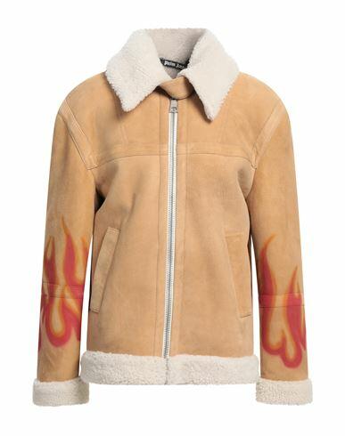 Palm Angels Man Jacket Sand Shearling Cover