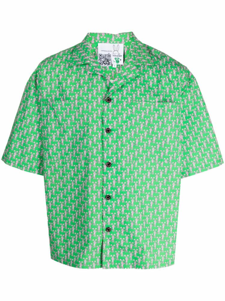 Natasha Zinko logo-print cotton shirt - Green Cover