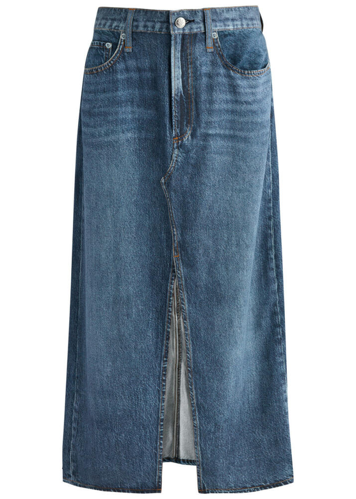 Rag & Bone Miramar Clara Printed Chambray Midi Skirt - Blue Cover