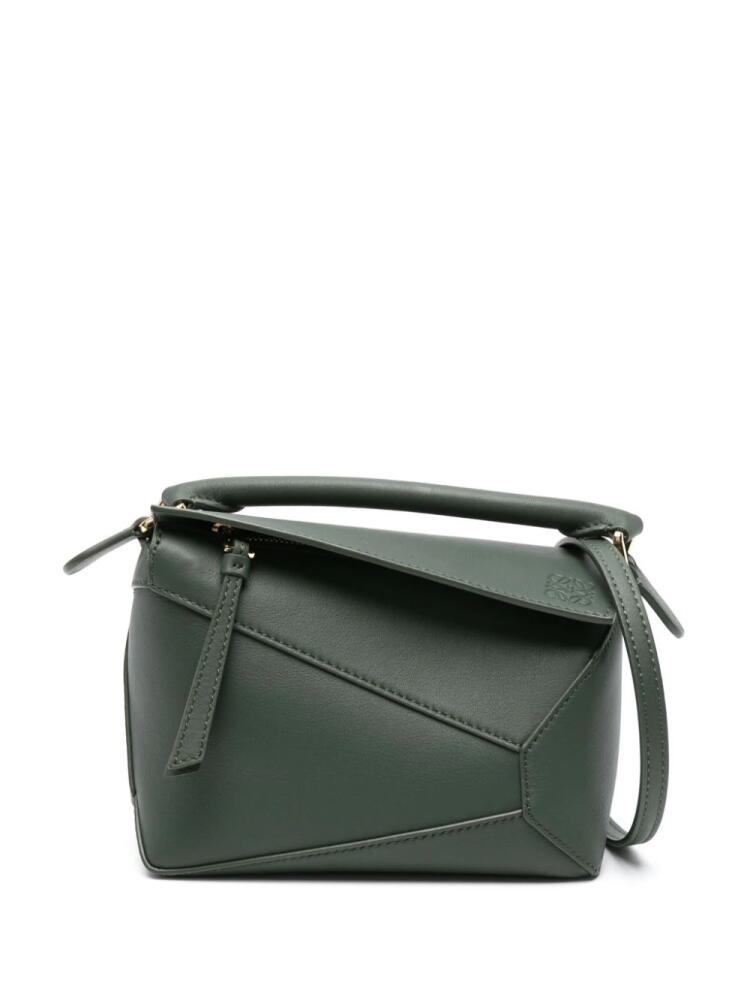 LOEWE mini Puzzle leather tote bag - Green Cover