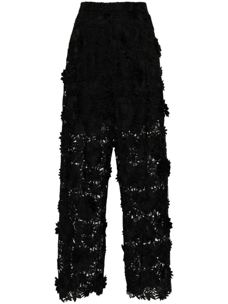 Giuseppe Di Morabito floral lace-embroidered trousers - Black Cover