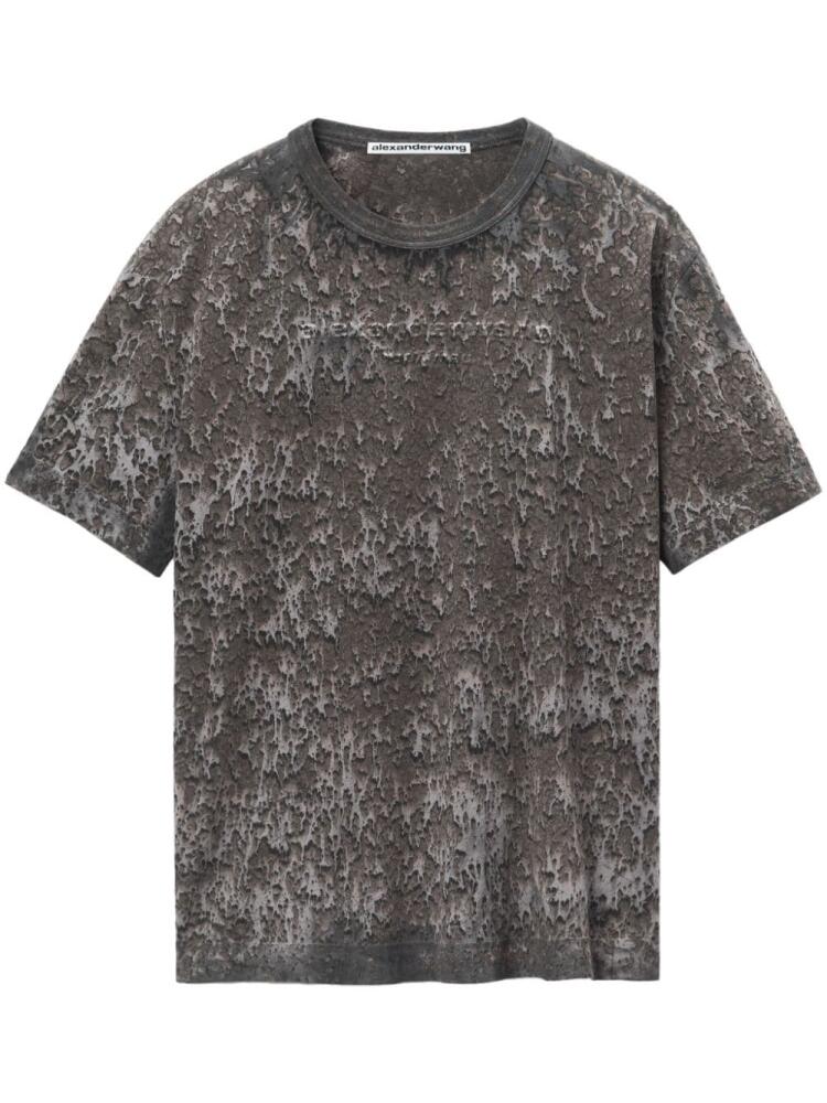 Alexander Wang embossed-logo paint-splatter T-shirt - Grey Cover