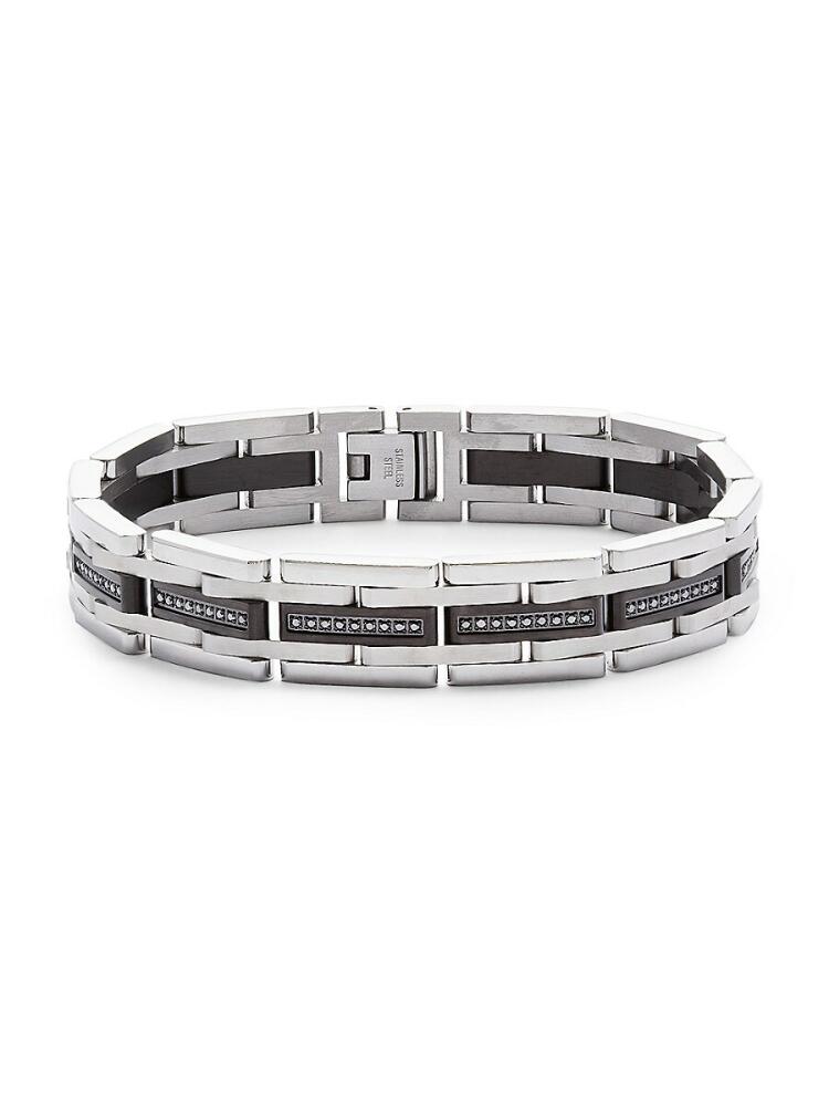 Esquire Men's Ion-Plated Stainless Steel & Black Diamond Link Bracelet Cover