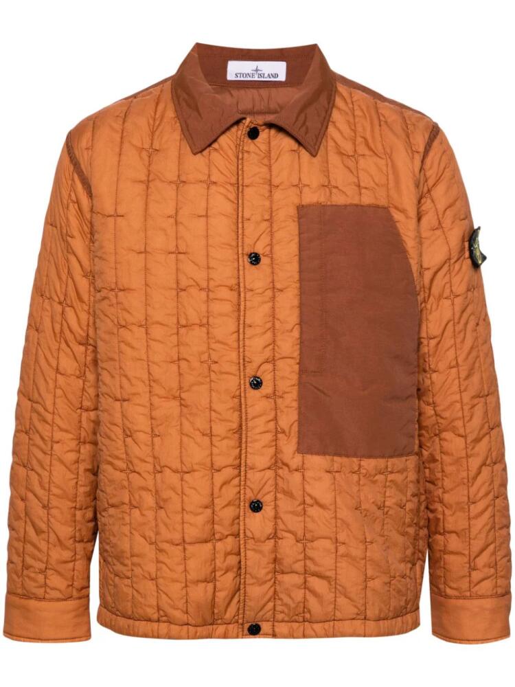 Stone Island contrasting-panels quilted jacket - Brown Cover