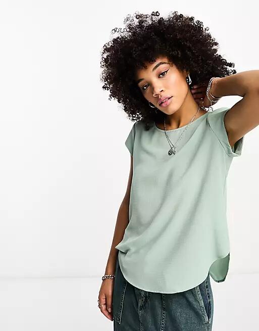 Only zip back blouse in sage green Cover