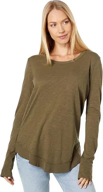 bobi Los Angeles Rib Mix Crew Neck Tee (Olive Tree) Women's Clothing Cover