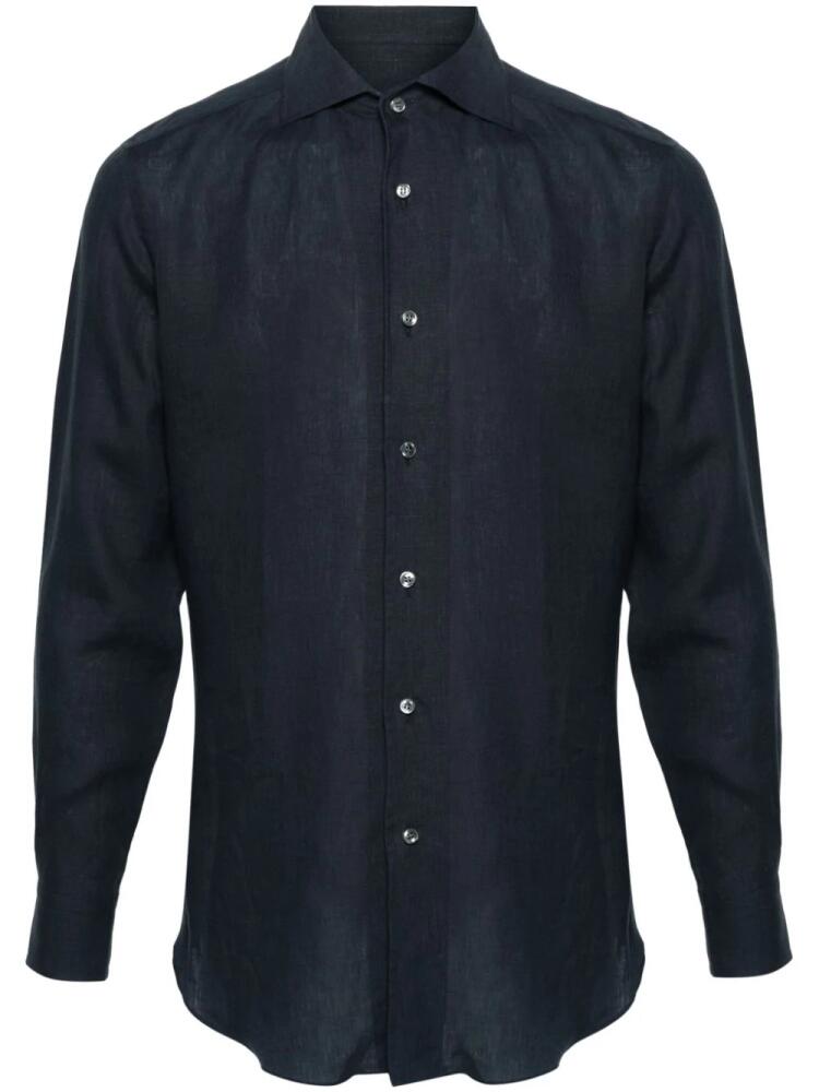 Brioni classic-collar linen shirt - Blue Cover