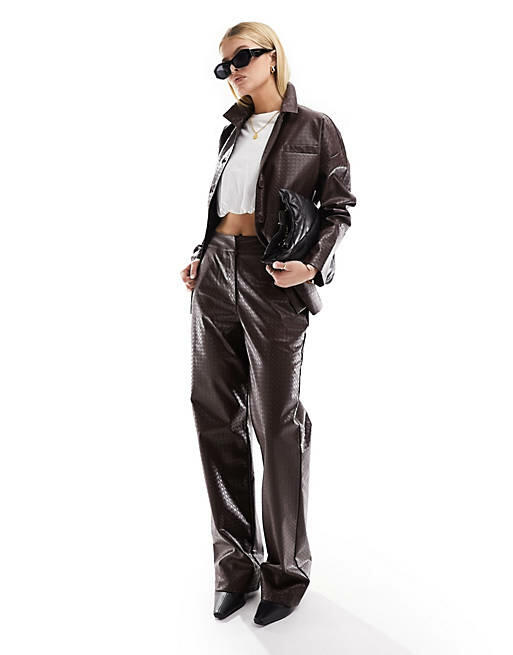 4th & Reckless faux leather pants in chocolate brown - part of a set Cover