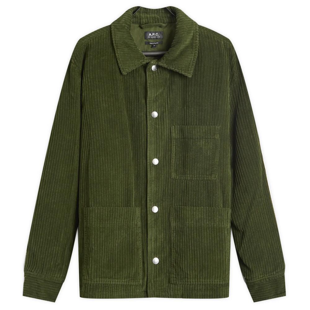 A.P.C. Men's Emile Corduroy Chore Jacket in Forest Green Cover